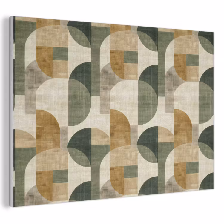 Akustikbild - Olivgrün – Geometrisch – Abstrakt – Mid-Century – Leinen – Muster — 1