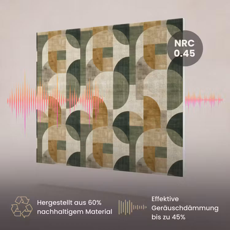 Akustikbild - Olivgrün – Geometrisch – Abstrakt – Mid-Century – Leinen – Muster — 3