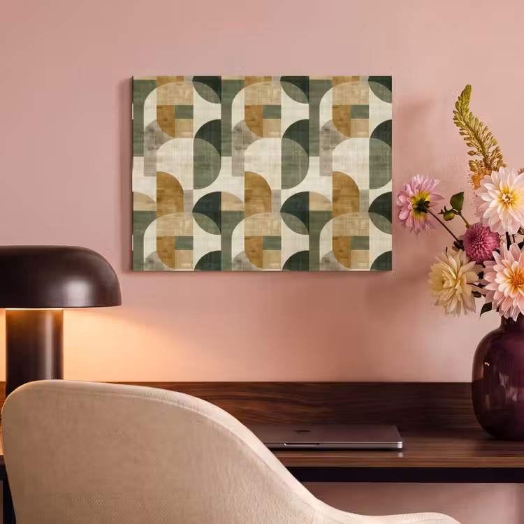 Akustikbild - Olivgrün – Geometrisch – Abstrakt – Mid-Century – Leinen – Muster — 6