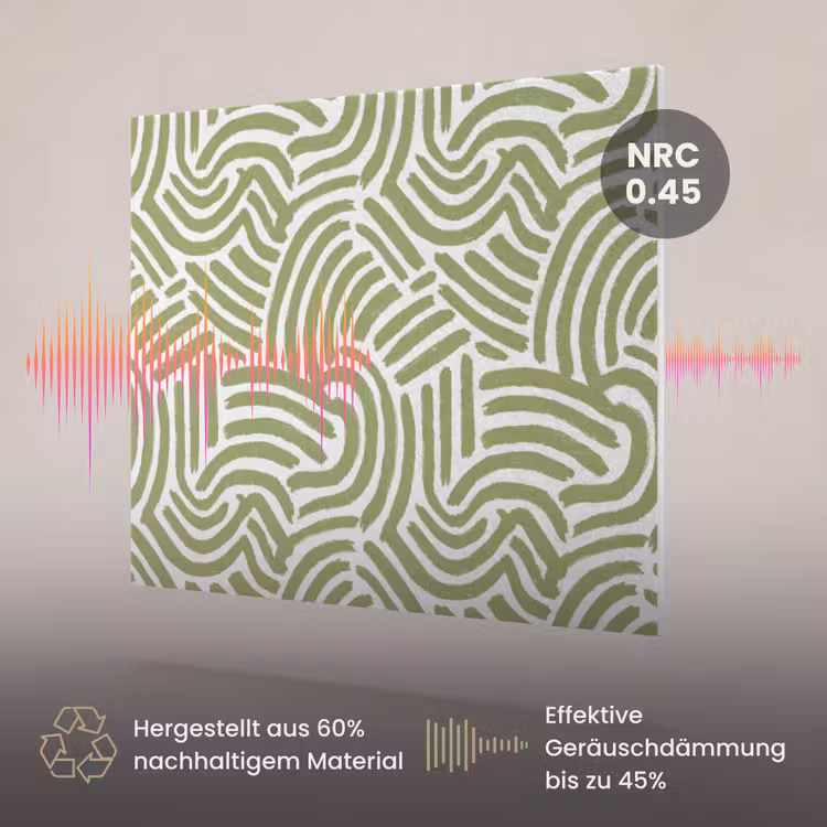 Akustikbild - Salbeigrün – Abstrakt – Bögen – Handgezeichnet – Muster — 3