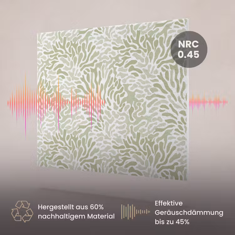 Akustikbild - Salbeigrün – Abstrakt – Organisch – Korallenrot – Muster — 3