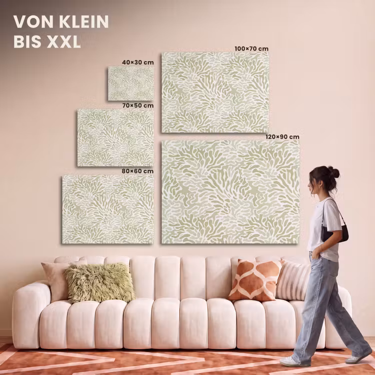 Akustikbild - Salbeigrün – Abstrakt – Organisch – Korallenrot – Muster — 7