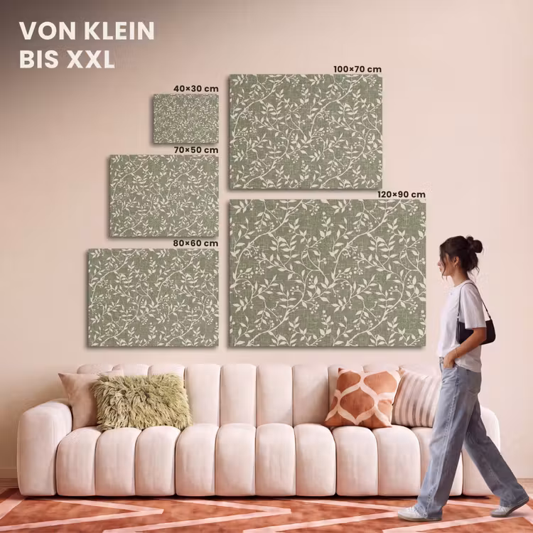 Akustikbild - Salbeigrün – Botanisch – Zweige – Beeren – Leinen – Muster — 7