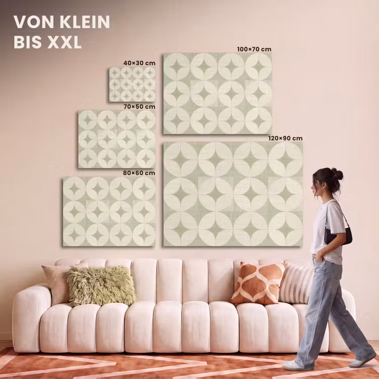 Akustikbild - Salbeigrün – Geometrisch – Retro – Mid-Century – Muster — 7