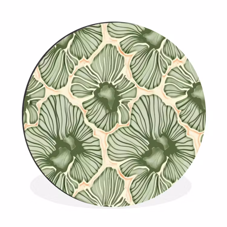 Alu-Dibond-Bild Rund - Grün – Botanisch – Blumen – Organisch – Muster — 1