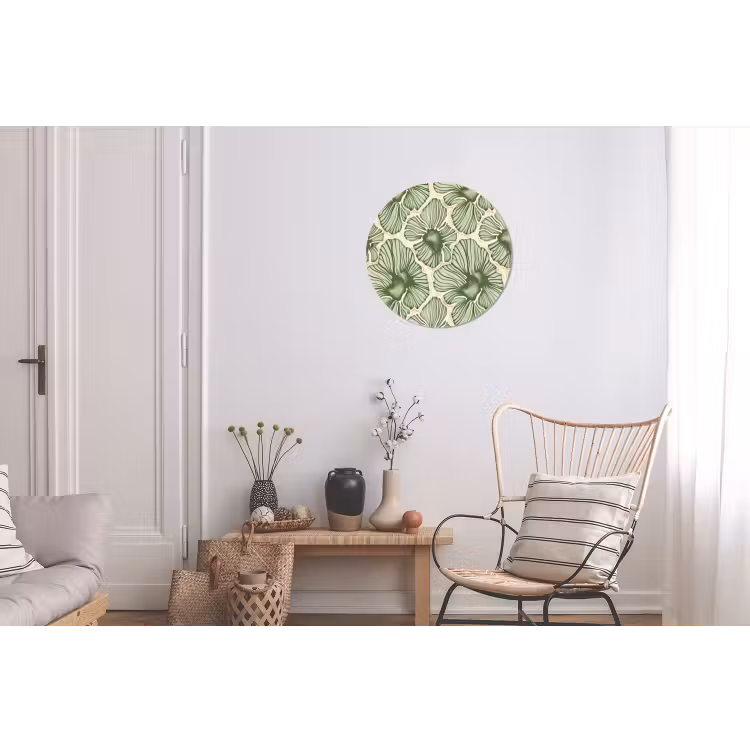 Alu-Dibond-Bild Rund - Grün – Botanisch – Blumen – Organisch – Muster — 2