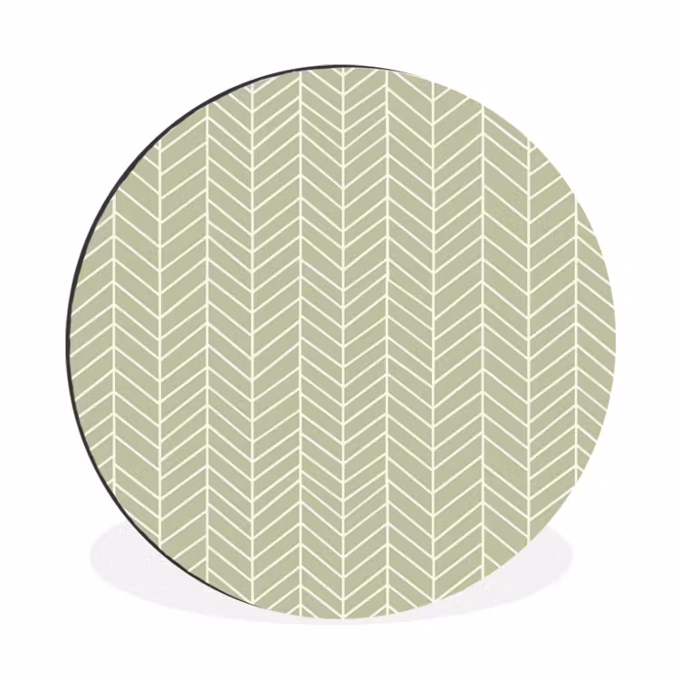 Alu-Dibond-Bild Rund - Salbeigrün – Fischgrät – Geometrisch – Muster — 1