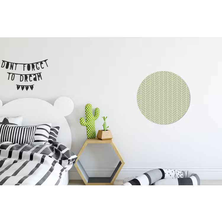 Alu-Dibond-Bild Rund - Salbeigrün – Fischgrät – Geometrisch – Muster — 4