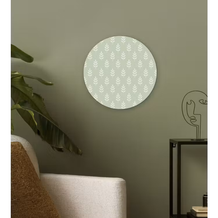 Glasbild Rund - Salbeigrün – Botanisch – Zweige – Minimalistisch – Muster — 3