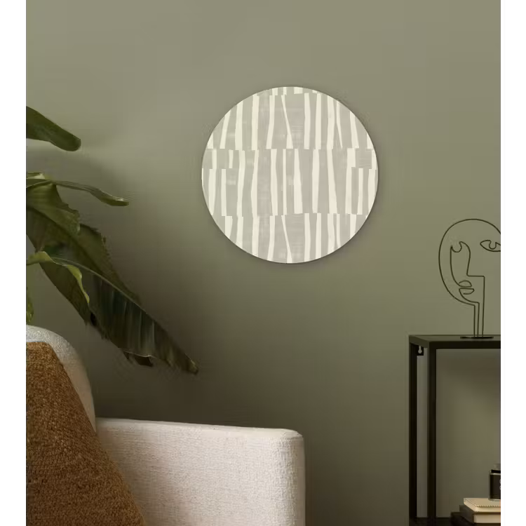 Glasbild Rund - Salbeigrün – Streifen – Geometrisch – Textur – Muster — 3