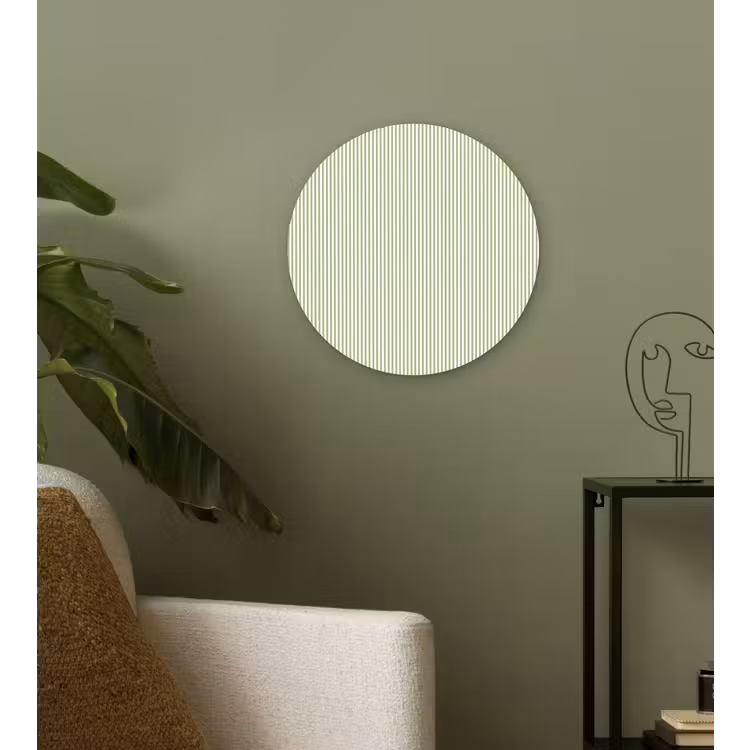 Glasbild Rund - Salbeigrün – Streifen – Minimalistisch – Muster — 3