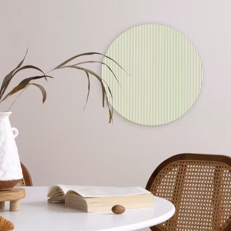 Glasbild Rund - Salbeigrün – Streifen – Minimalistisch – Muster — 4