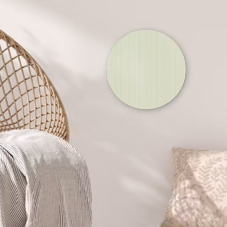 Glasbild Rund - Salbeigrün – Streifen – Minimalistisch – Muster — 5