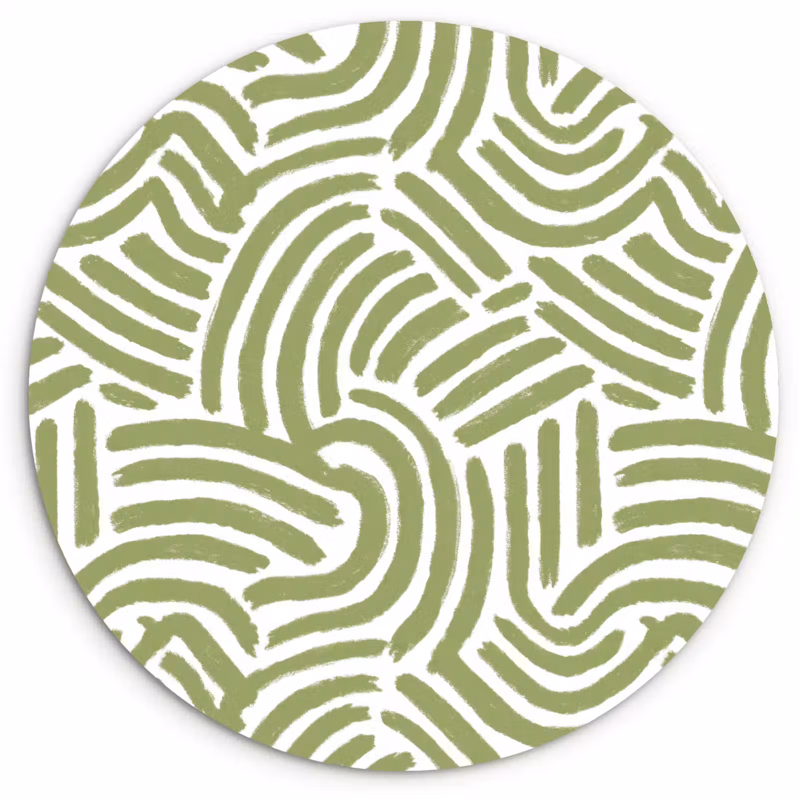 Glasbild Rund - Salbeigrün – Abstrakt – Bögen – Handgezeichnet – Muster — 1