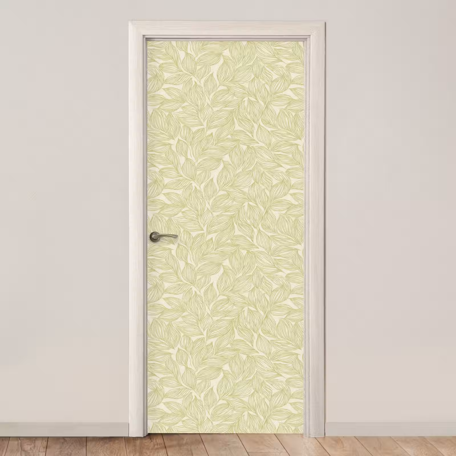 Türtapete - Salbeigrün – Botanisch – Blätter – Handgezeichnet – Muster — 1