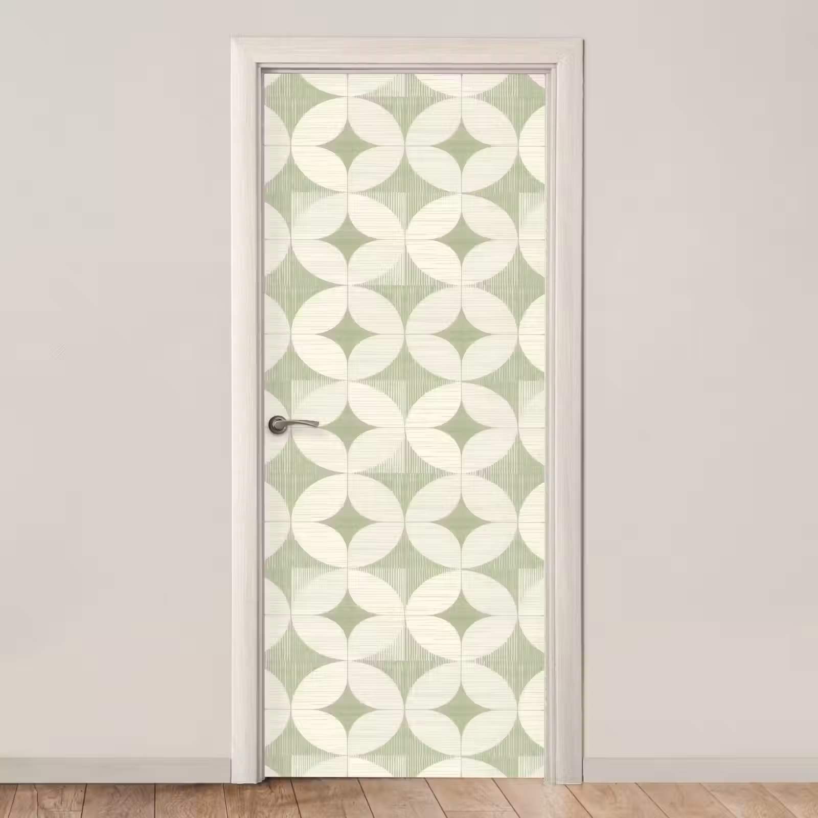 Türtapete - Salbeigrün – Geometrisch – Retro – Mid-Century – Muster — 1