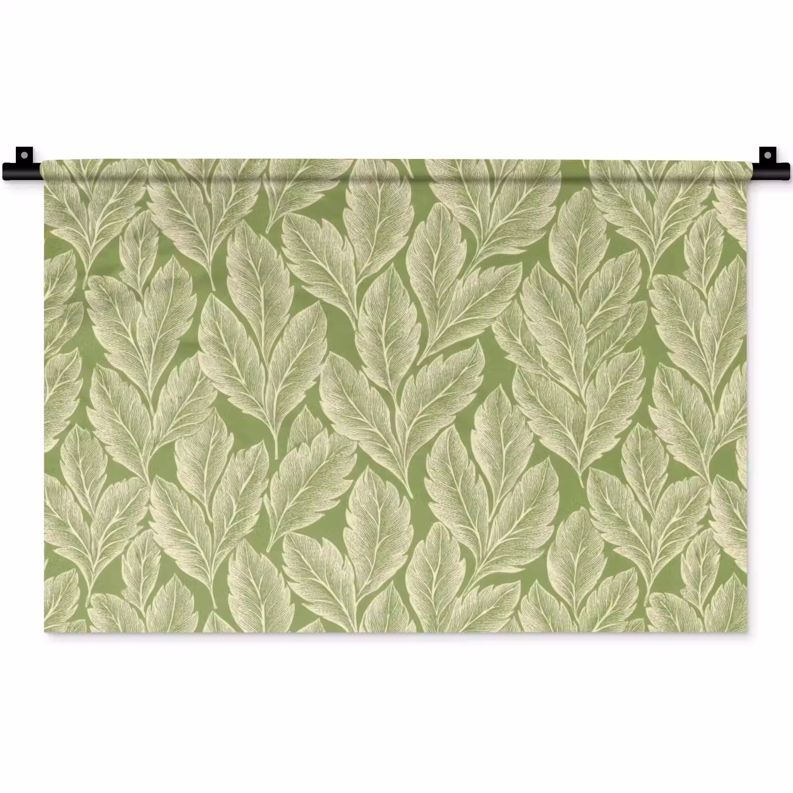 Wandteppich - Grün – Botanisch – Blätter – Vintage – Muster — 1