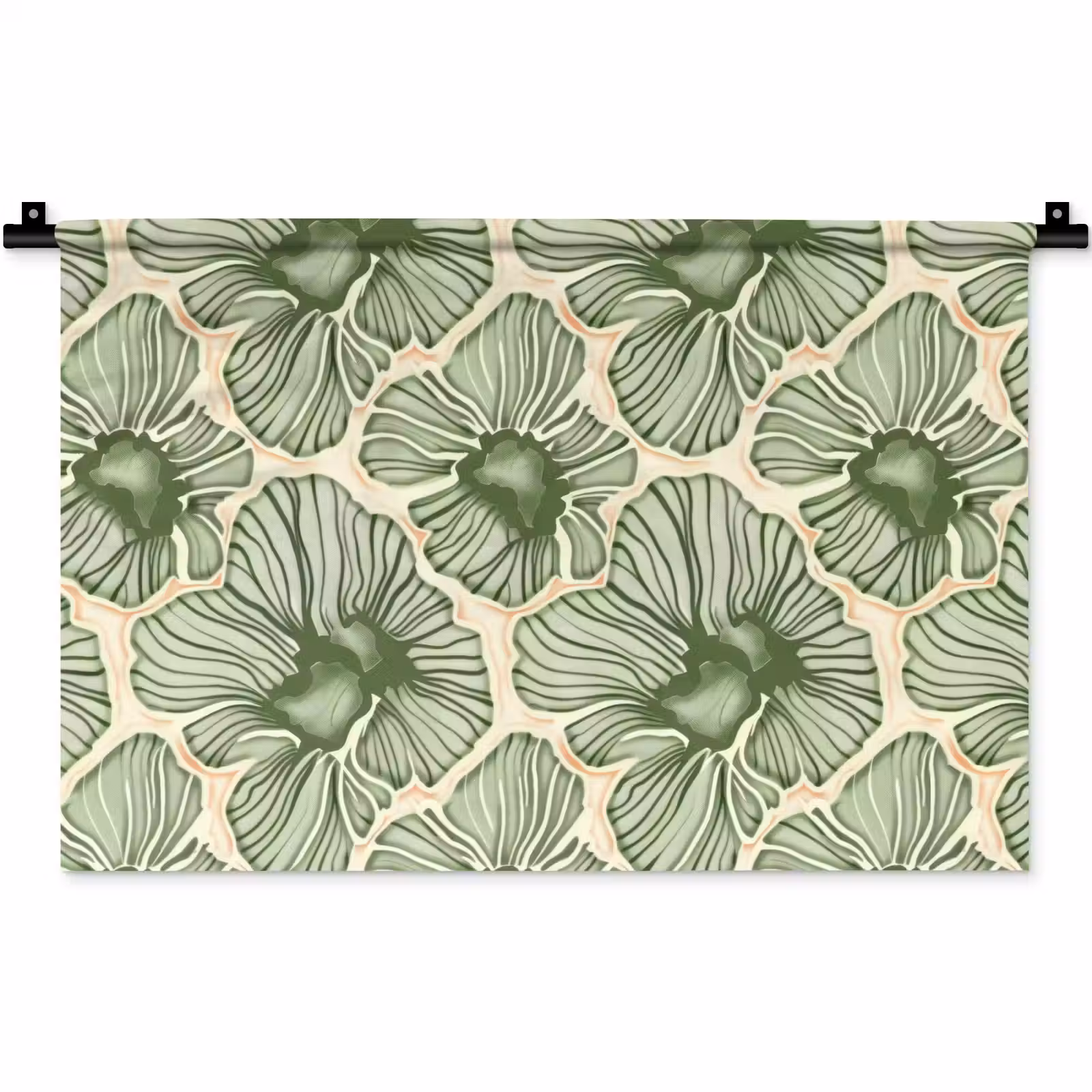 Wandteppich - Grün – Botanisch – Blumen – Organisch – Muster — 1