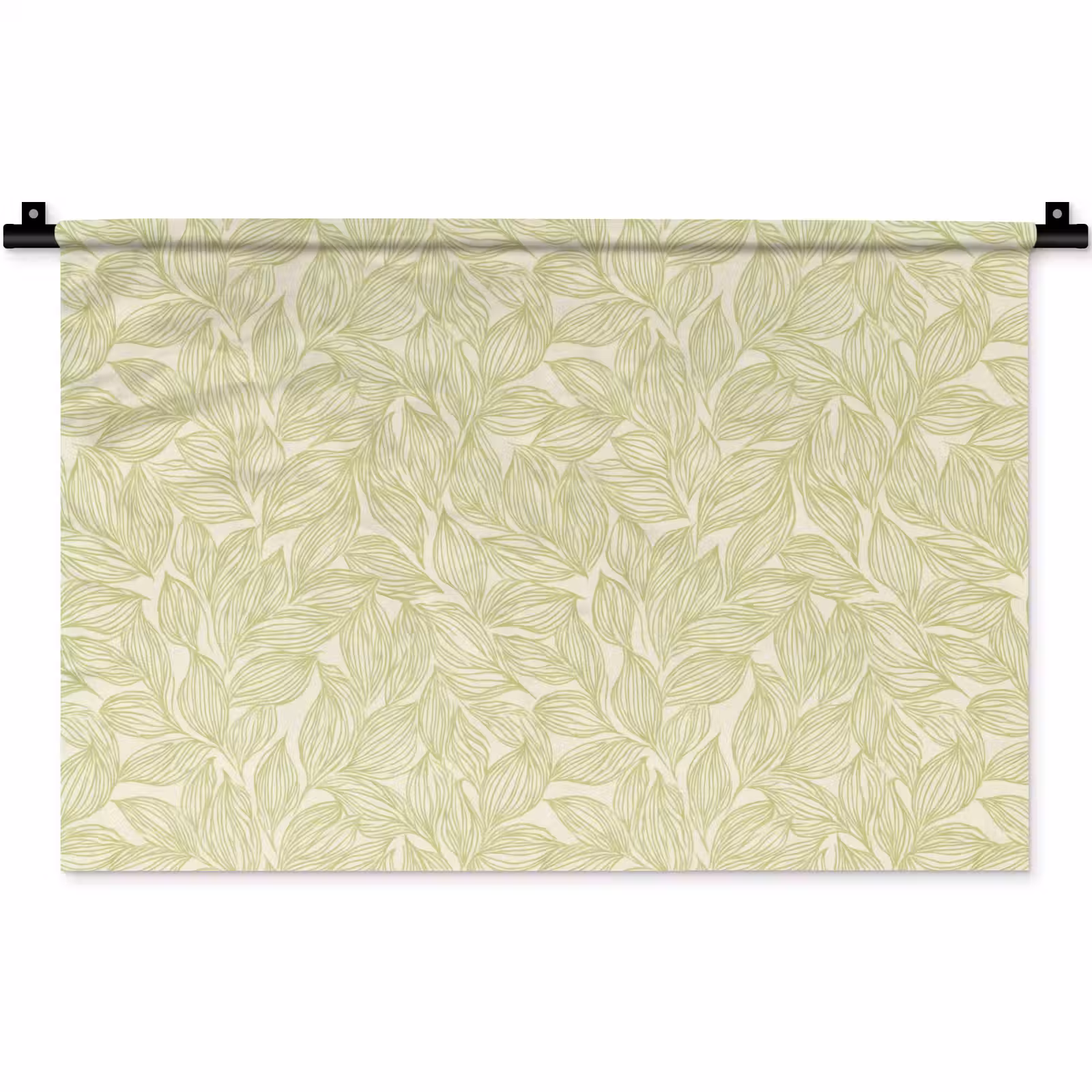 Wandteppich - Salbeigrün – Botanisch – Blätter – Handgezeichnet – Muster — 1