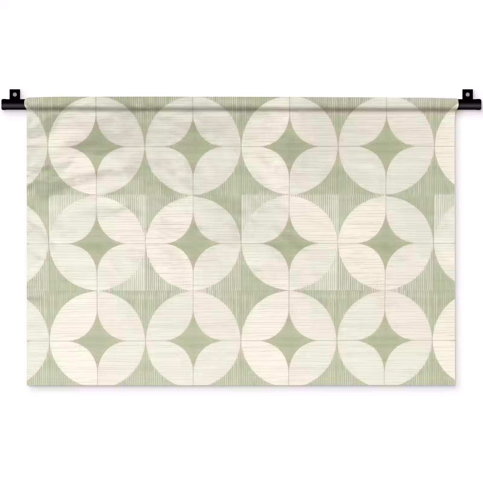 Wandteppich - Salbeigrün – Geometrisch – Retro – Mid-Century – Muster — 1