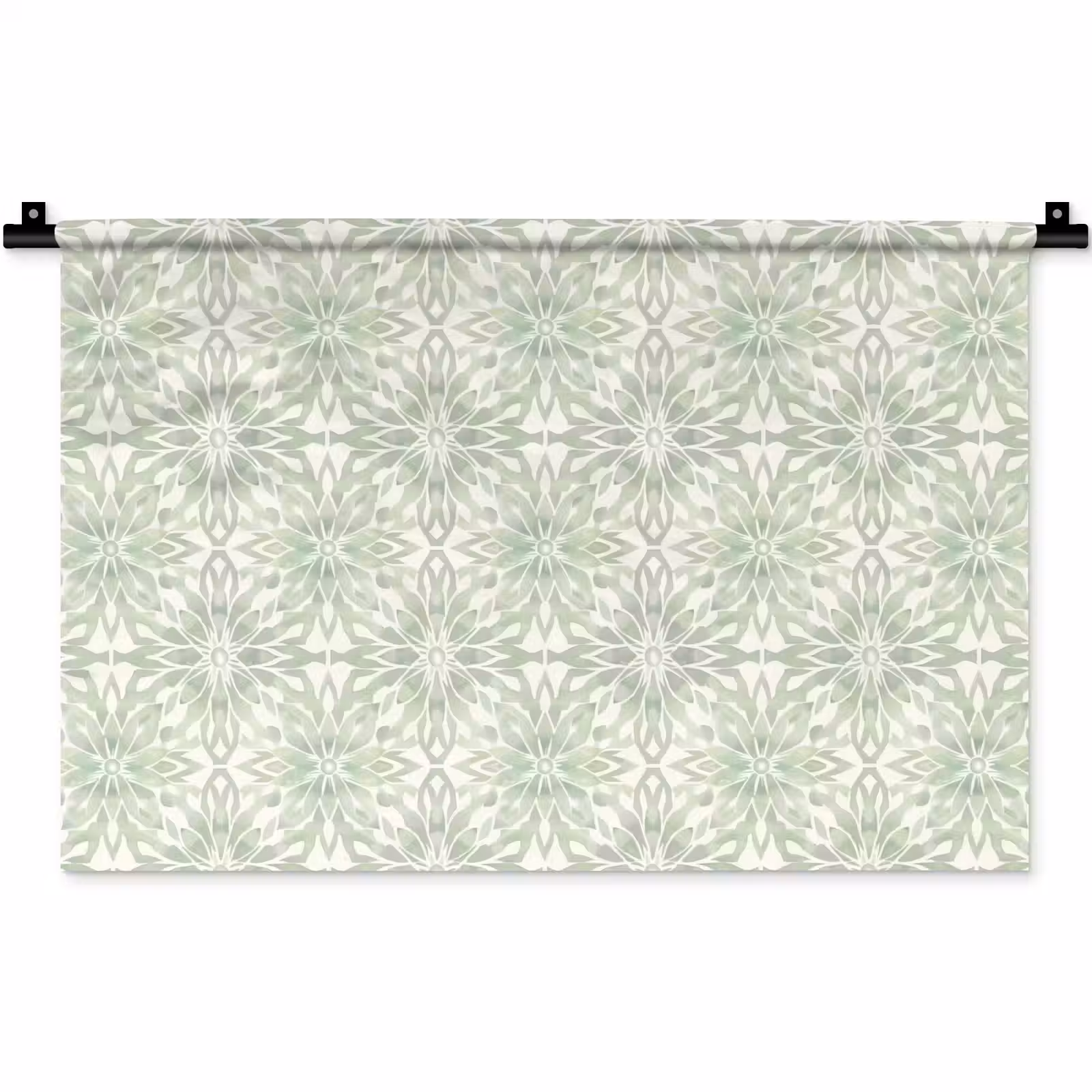Wandteppich - Salbeigrün – Symmetrisch – Mandala – Ornament – Muster — 1