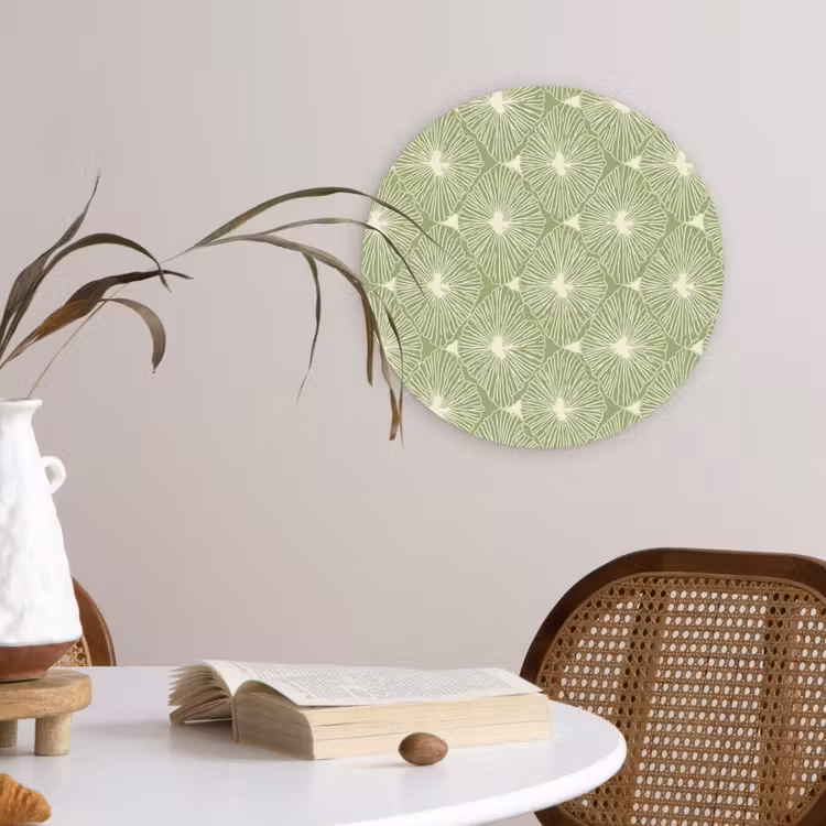 Glasbild Rund - Salbeigrün – Botanisch – Rauten – Organisch – Muster — 4