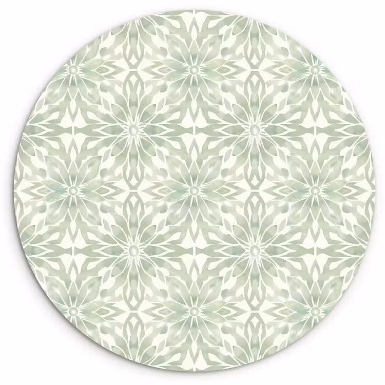 Glasbild Rund - Salbeigrün – Symmetrisch – Mandala – Ornament – Muster — 1
