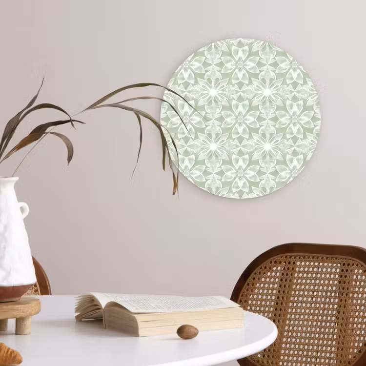 Glasbild Rund - Salbeigrün – Symmetrisch – Mandala – Ornament – Muster — 4