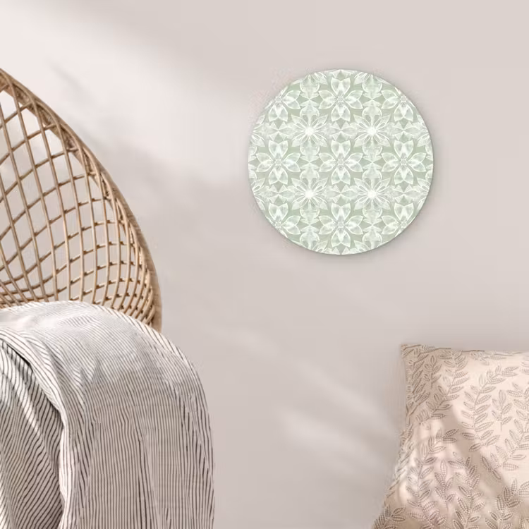 Glasbild Rund - Salbeigrün – Symmetrisch – Mandala – Ornament – Muster — 5