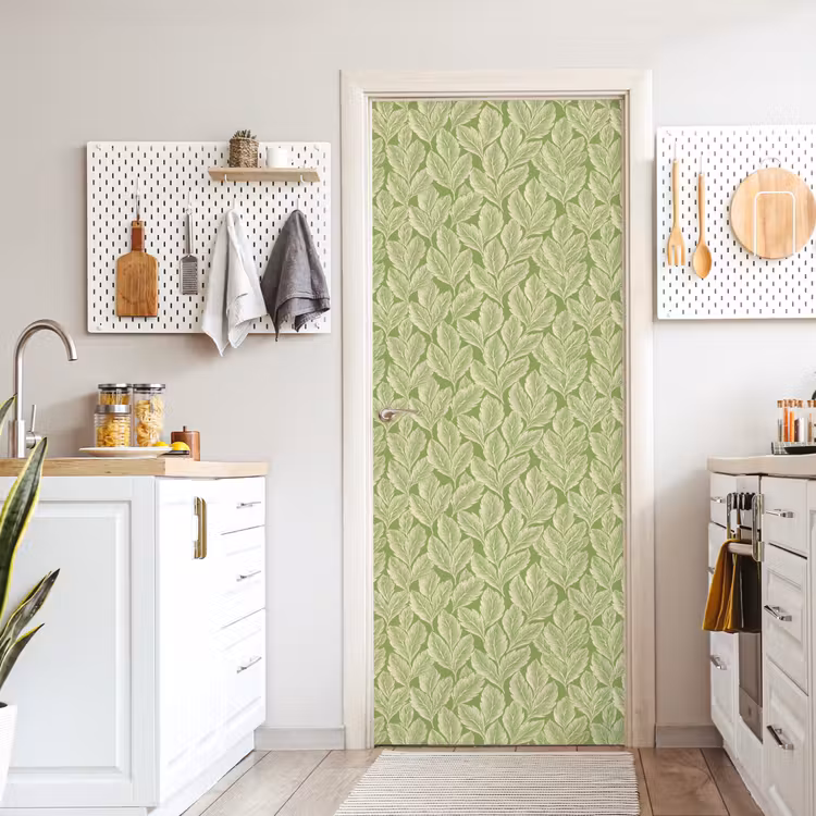 Türtapete - Grün – Botanisch – Blätter – Vintage – Muster — 6