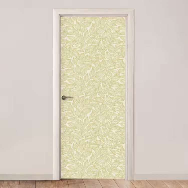 Türtapete - Salbeigrün – Botanisch – Blätter – Handgezeichnet – Muster — 1