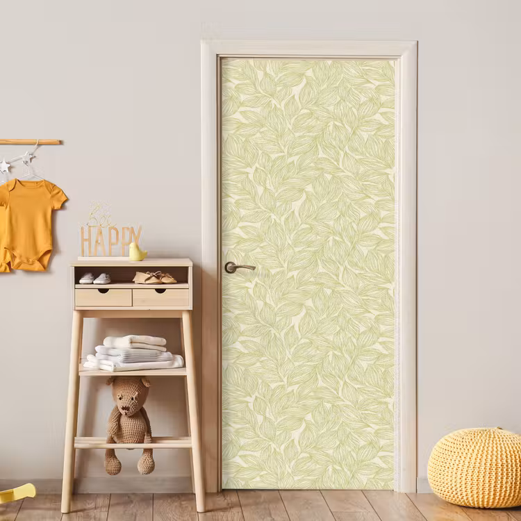 Türtapete - Salbeigrün – Botanisch – Blätter – Handgezeichnet – Muster — 8