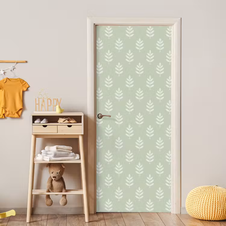 Türtapete - Salbeigrün – Botanisch – Zweige – Minimalistisch – Muster — 8