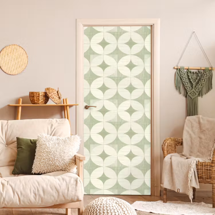 Türtapete - Salbeigrün – Geometrisch – Retro – Mid-Century – Muster — 3