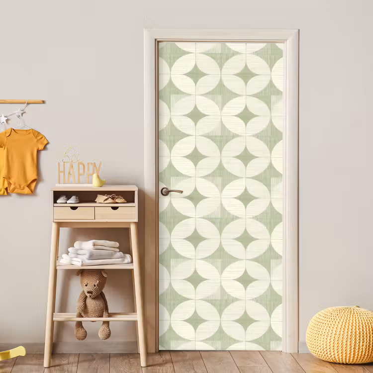 Türtapete - Salbeigrün – Geometrisch – Retro – Mid-Century – Muster — 8