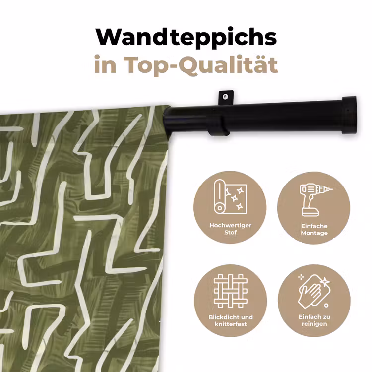Wandteppich - Grün – Abstrakt – Pinselstriche – Muster — 7