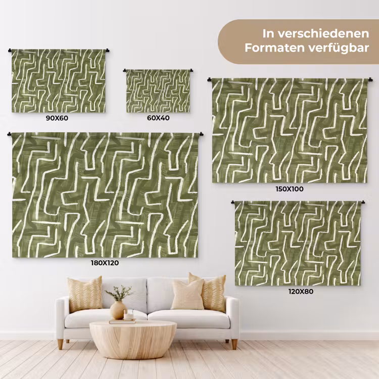 Wandteppich - Grün – Abstrakt – Pinselstriche – Muster — 8