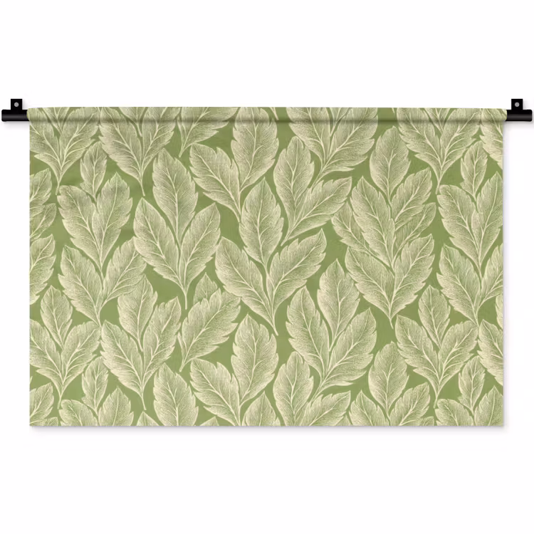 Wandteppich - Grün – Botanisch – Blätter – Vintage – Muster — 1
