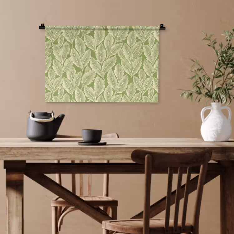 Wandteppich - Grün – Botanisch – Blätter – Vintage – Muster — 3