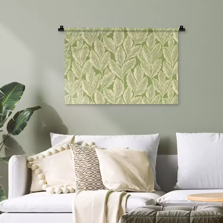 Wandteppich - Grün – Botanisch – Blätter – Vintage – Muster — 4