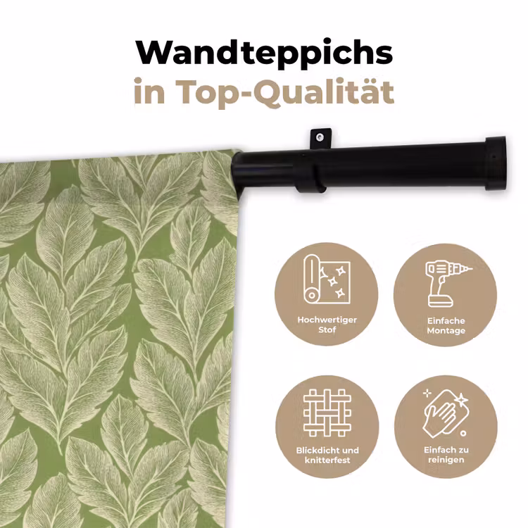 Wandteppich - Grün – Botanisch – Blätter – Vintage – Muster — 7