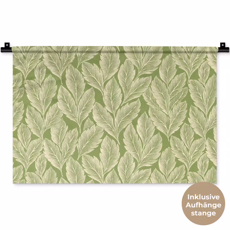 Wandteppich - Grün – Botanisch – Blätter – Vintage – Muster — 9