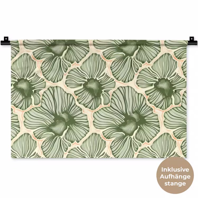 Wandteppich - Grün – Botanisch – Blumen – Organisch – Muster — 9