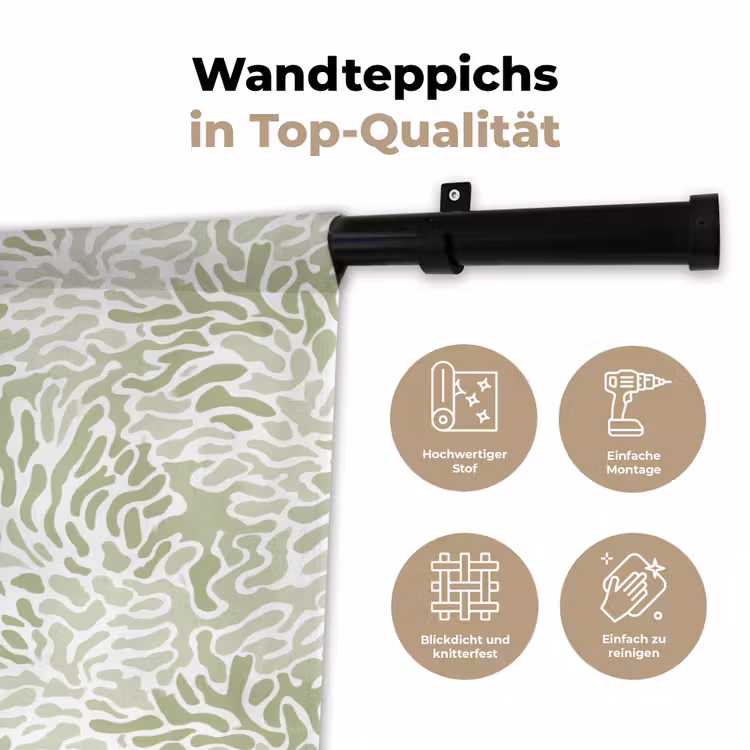Wandteppich - Salbeigrün – Abstrakt – Organisch – Korallenrot – Muster — 7