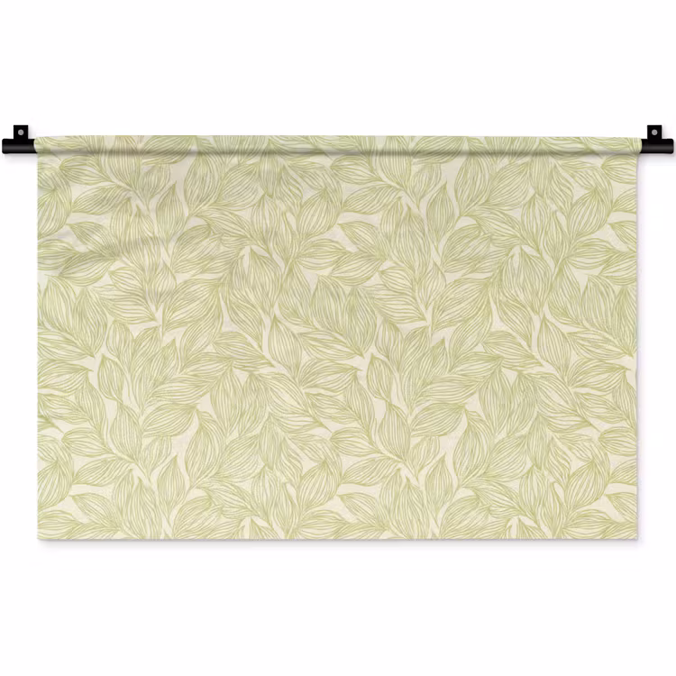 Wandteppich - Salbeigrün – Botanisch – Blätter – Handgezeichnet – Muster — 1