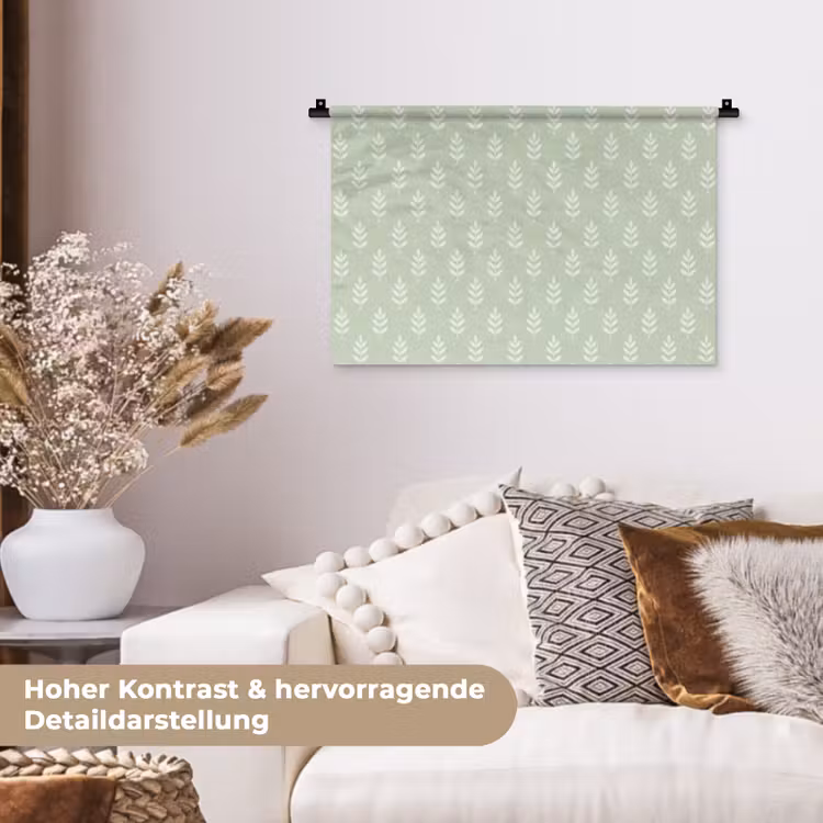 Wandteppich - Salbeigrün – Botanisch – Zweige – Minimalistisch – Muster — 6