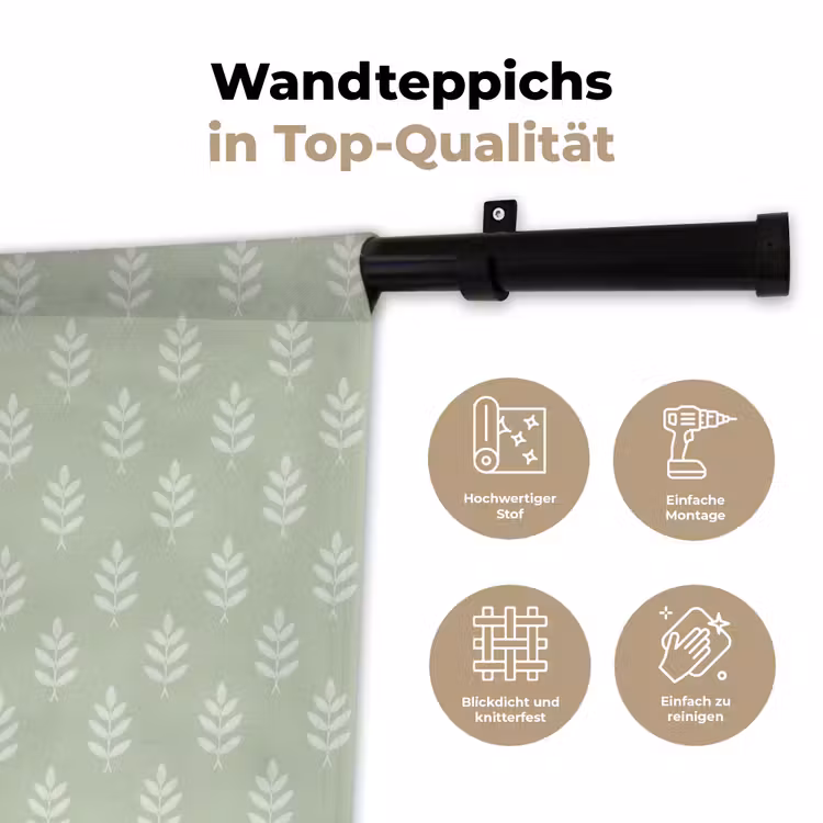 Wandteppich - Salbeigrün – Botanisch – Zweige – Minimalistisch – Muster — 7