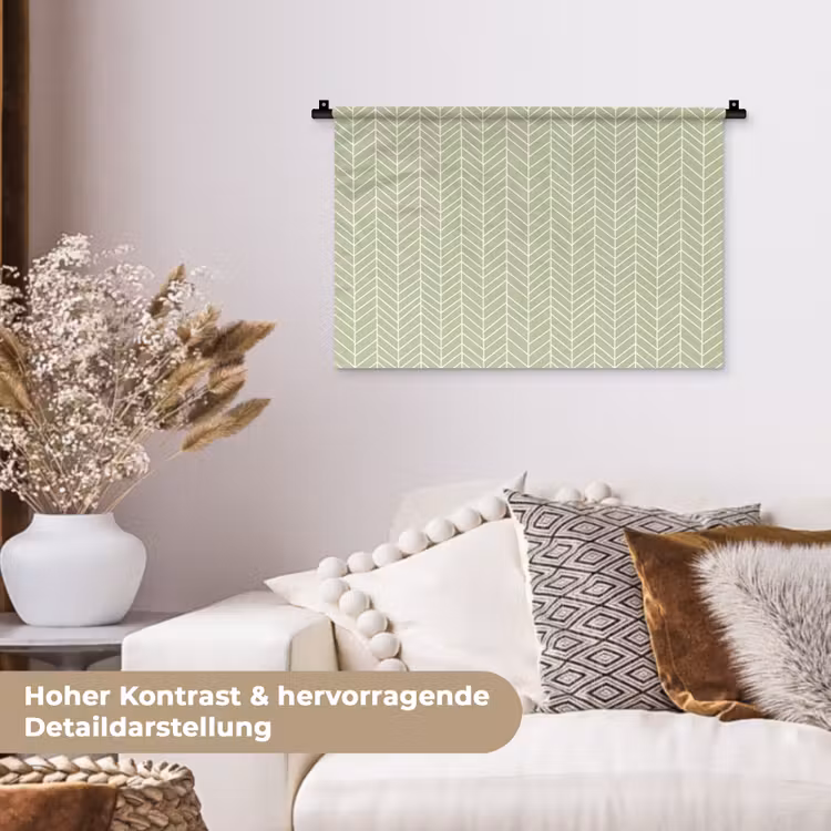 Wandteppich - Salbeigrün – Fischgrät – Geometrisch – Muster — 6