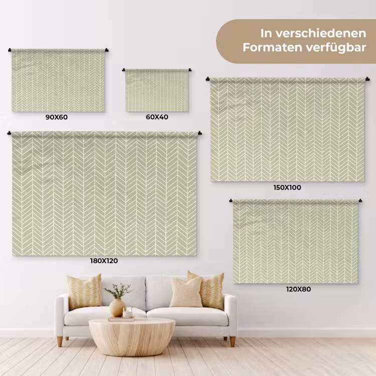 Wandteppich - Salbeigrün – Fischgrät – Geometrisch – Muster — 8