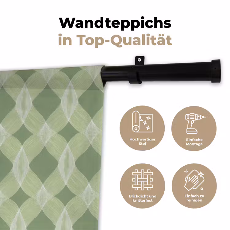 Wandteppich - Salbeigrün – Geometrisch – Organisch – Gitterwerk – Muster — 7